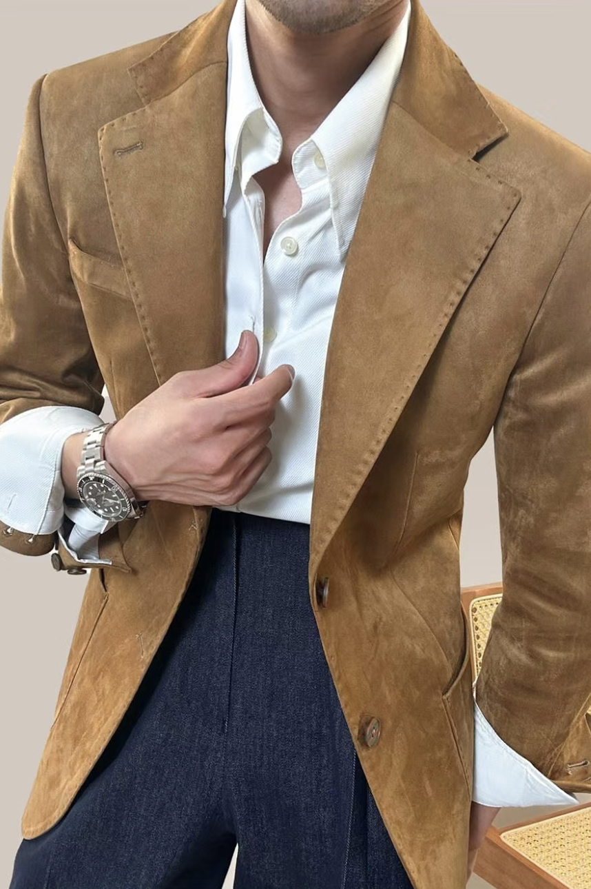 Vintage Suede Classic Tailored Blazer