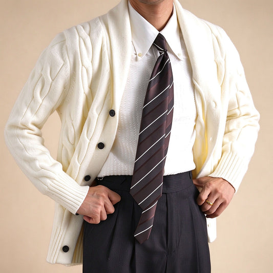 Men's Shawl Collar Cable Knit Cardigan