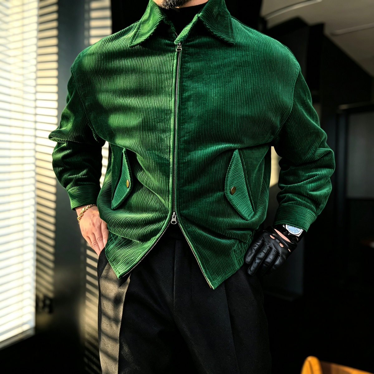 Corduroy Jacket – Two-Way Zip, Relaxed Fit