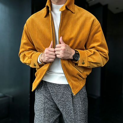 Corduroy Jacket – Two-Way Zip, Relaxed Fit