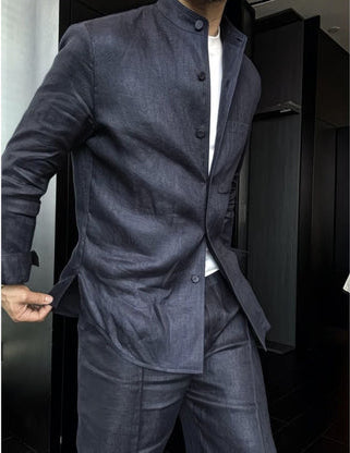 Men’s Linen Shirt & Pants Set – Summer 2 Piece Outfit Relaxed Fit