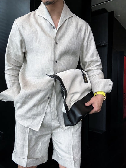 Men's Linen Shirt and Shorts Set
