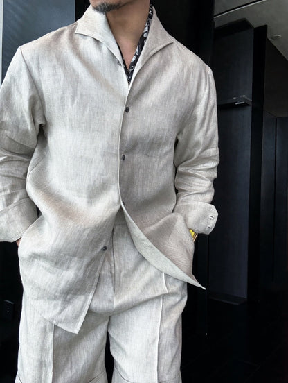 Men's Linen Shirt and Shorts Set