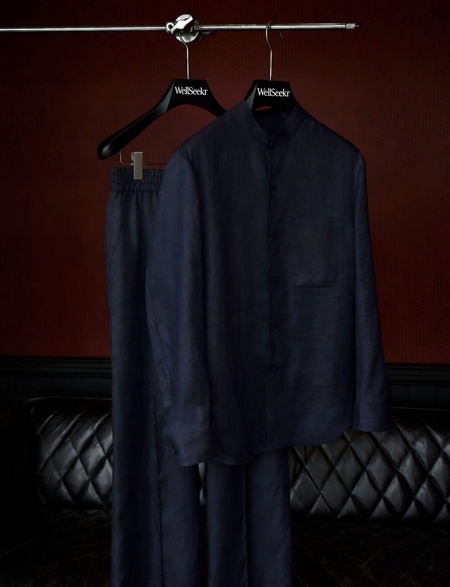 Premium Linen Mandarin Collar 2-Piece Suit
