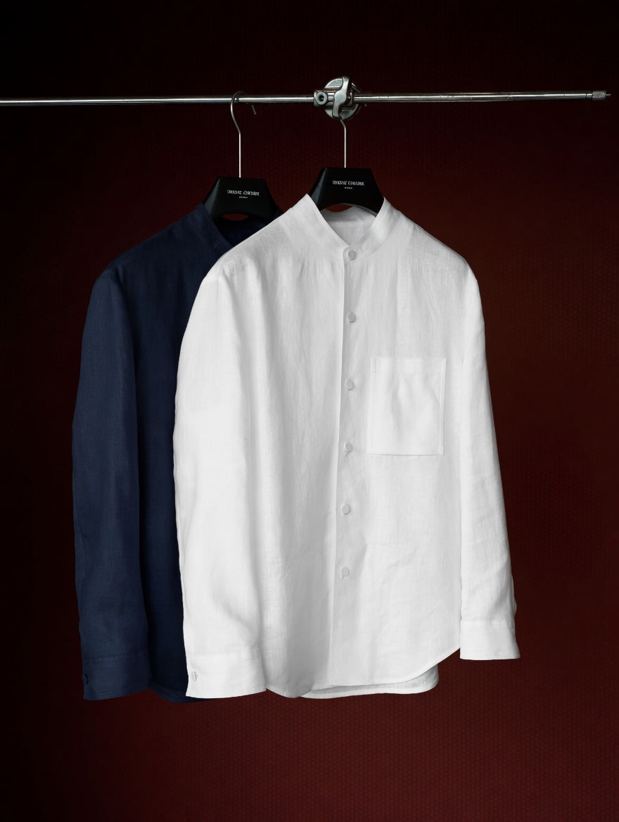 Premium Linen Mandarin Collar 2-Piece Suit