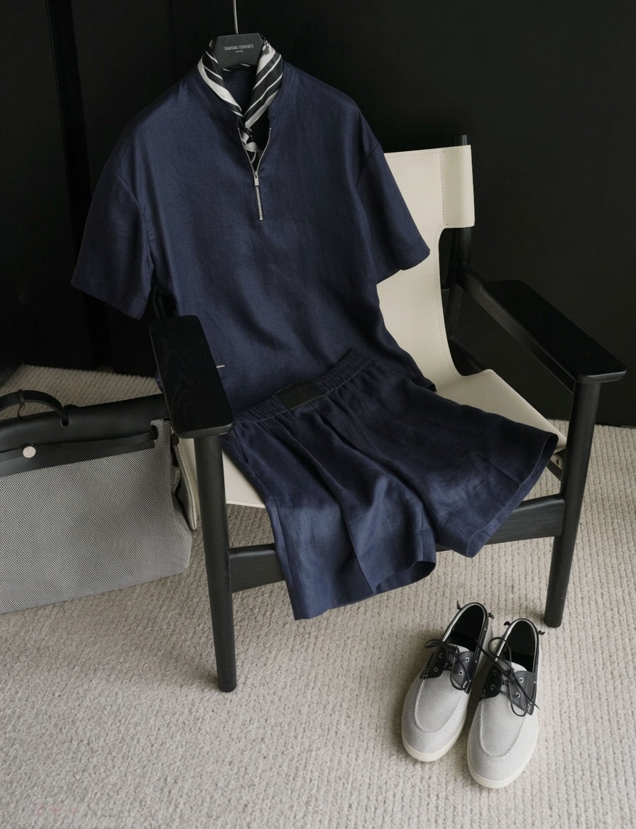 Linen Short Sleeve Shirt & Shorts Set