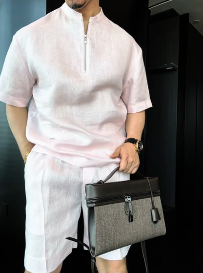 Linen Short Sleeve Shirt & Shorts Set