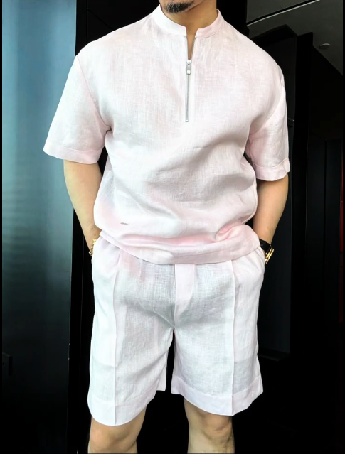 Linen Short Sleeve Shirt & Shorts Set