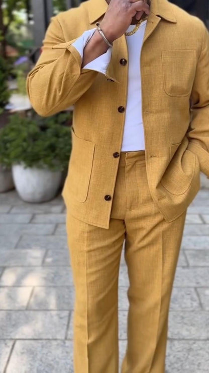 Linen Chore Jacket & Trousers Set
