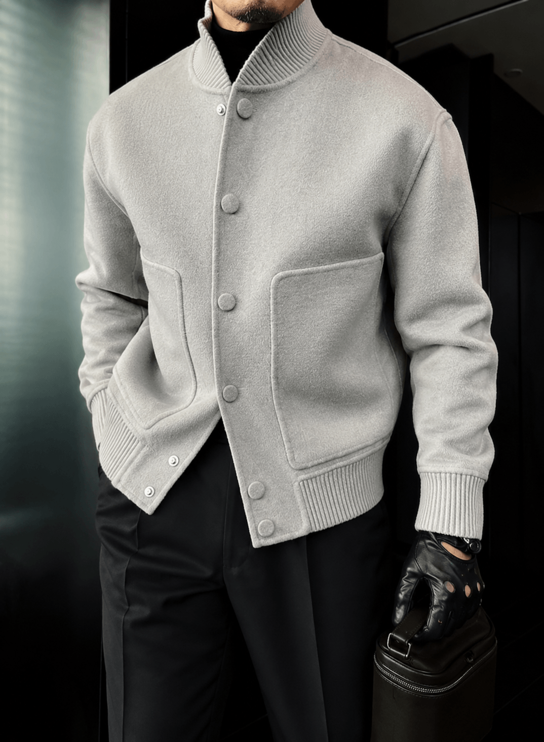 Men's Wool-Blend Lightweight Jacket | Convertible Collar