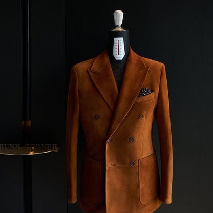 Men's Premium Suede-Effect Peak Lapel Jacket