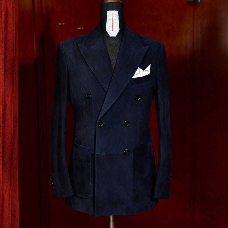 Men's Premium Suede-Effect Peak Lapel Jacket