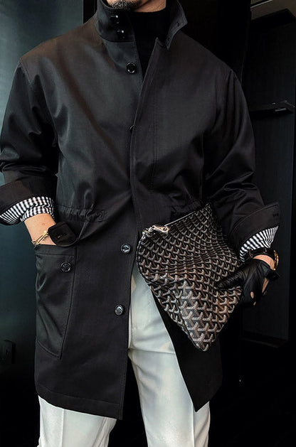 Structured Stand-Collar Utility Coat