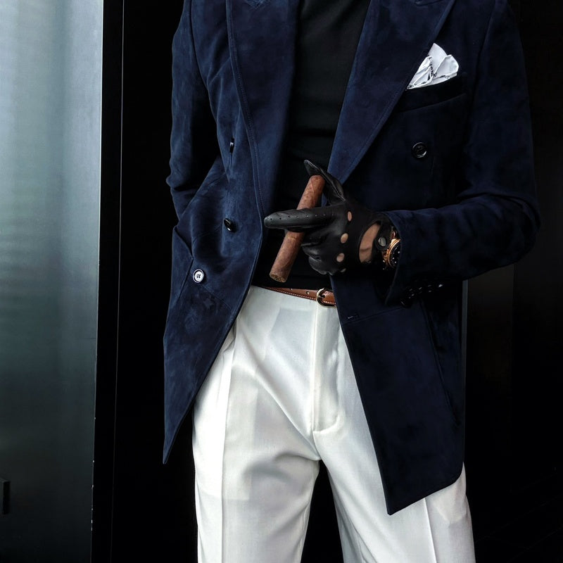 Men's Premium Suede-Effect Peak Lapel Jacket