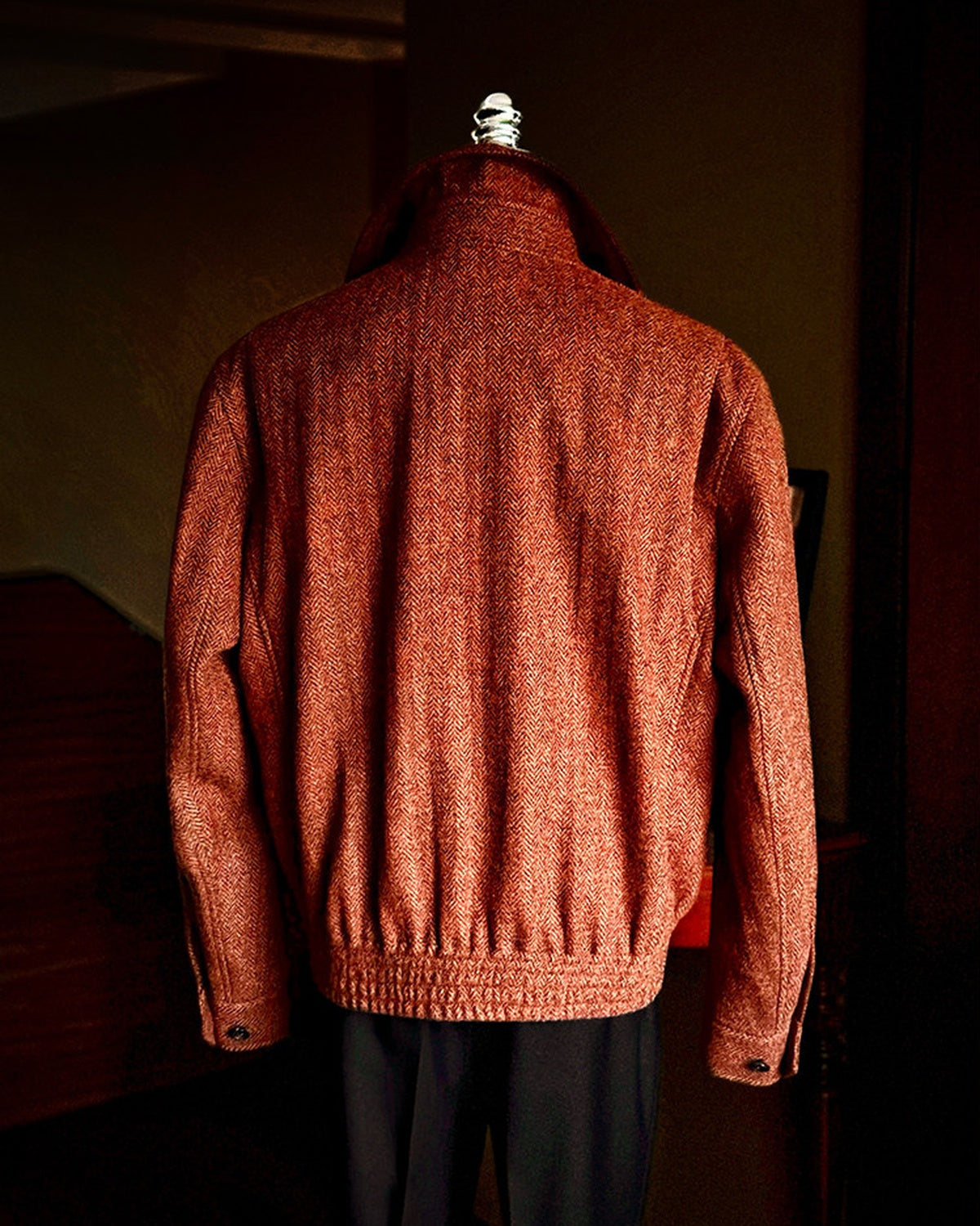 Men's 100% Wool A2 Bomber Jacket - Italian Handmade Herringbone Tweed Jacket
