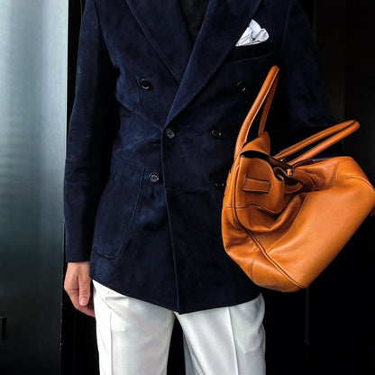 Men's Premium Suede-Effect Peak Lapel Jacket