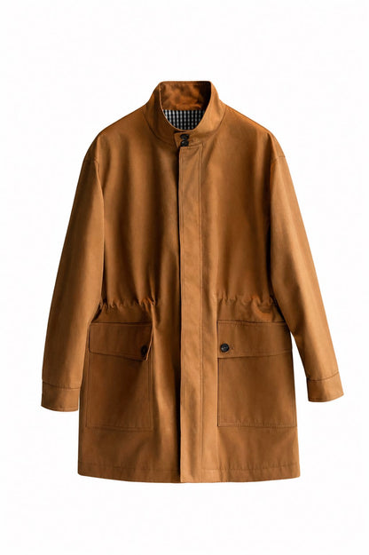 Structured Stand-Collar Utility Coat