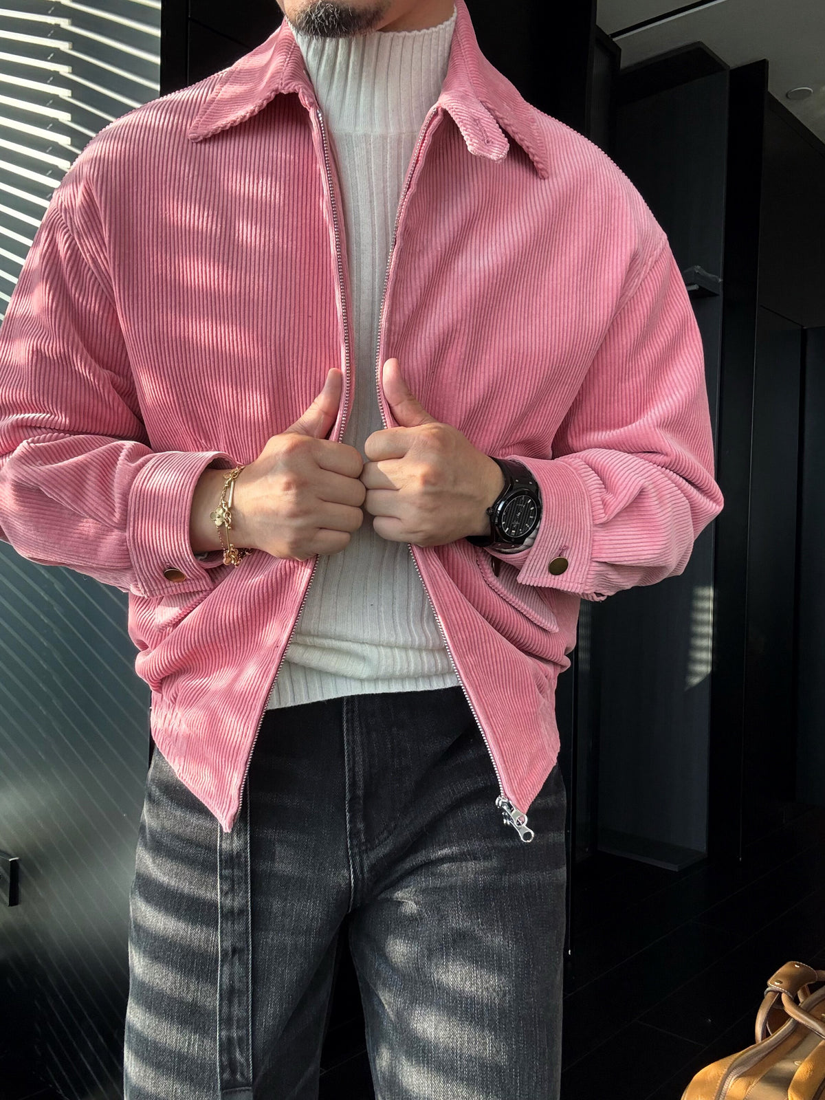 Corduroy Jacket – Two-Way Zip, Relaxed Fit