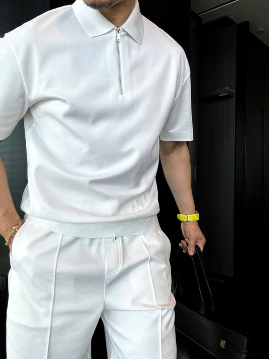 Men’s Quarter-Zip Cotton Polo Shirt