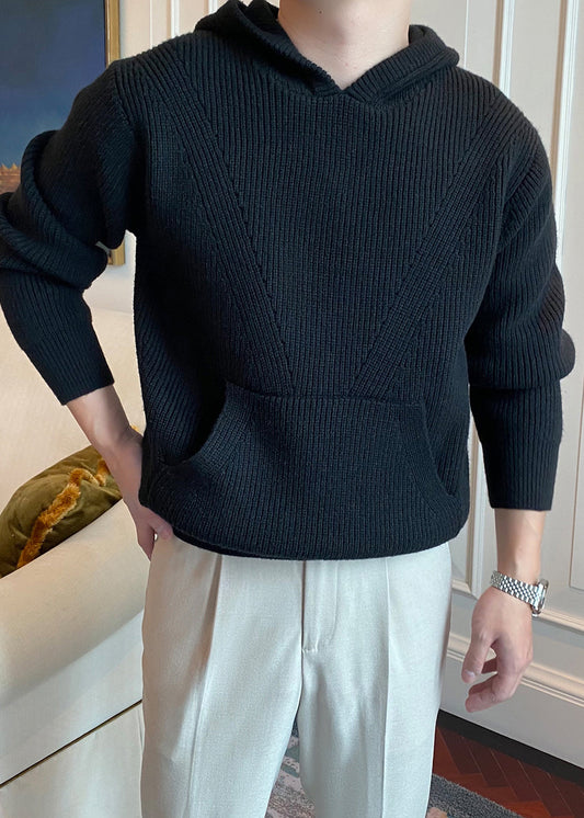 London Style Thick Knit Hoodie Pullover