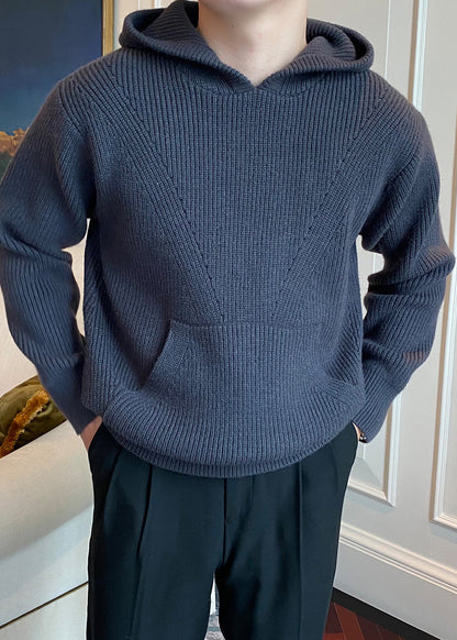 London Style Thick Knit Hoodie Pullover