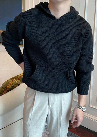 London Style Thick Knit Hoodie Pullover