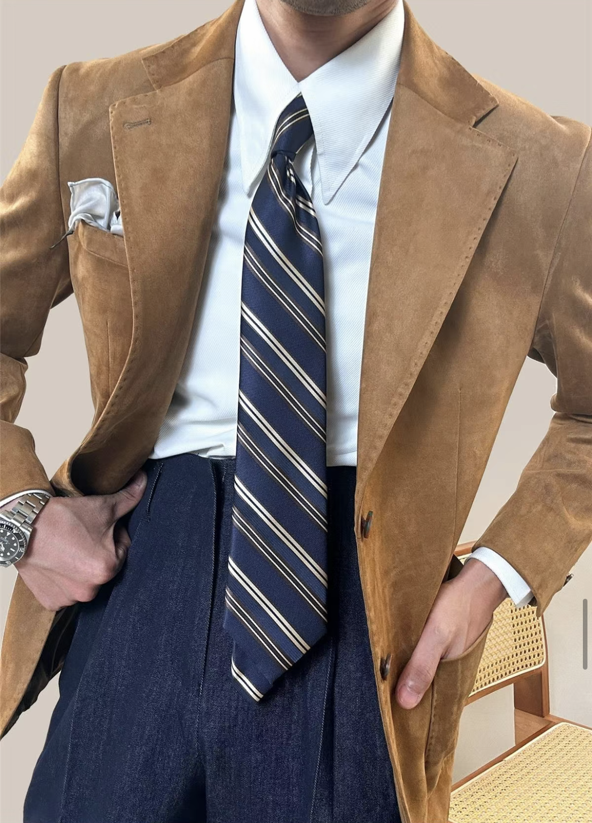 Vintage Suede Classic Tailored Blazer